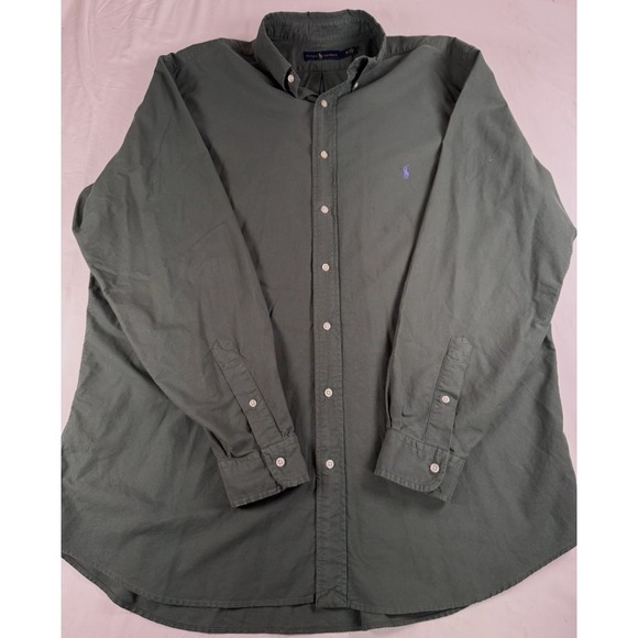 Polo Ralph Lauren Men's XL‎ Tall Button Down Dark Green Heavy Weight Shirt - Picture 4 of 7